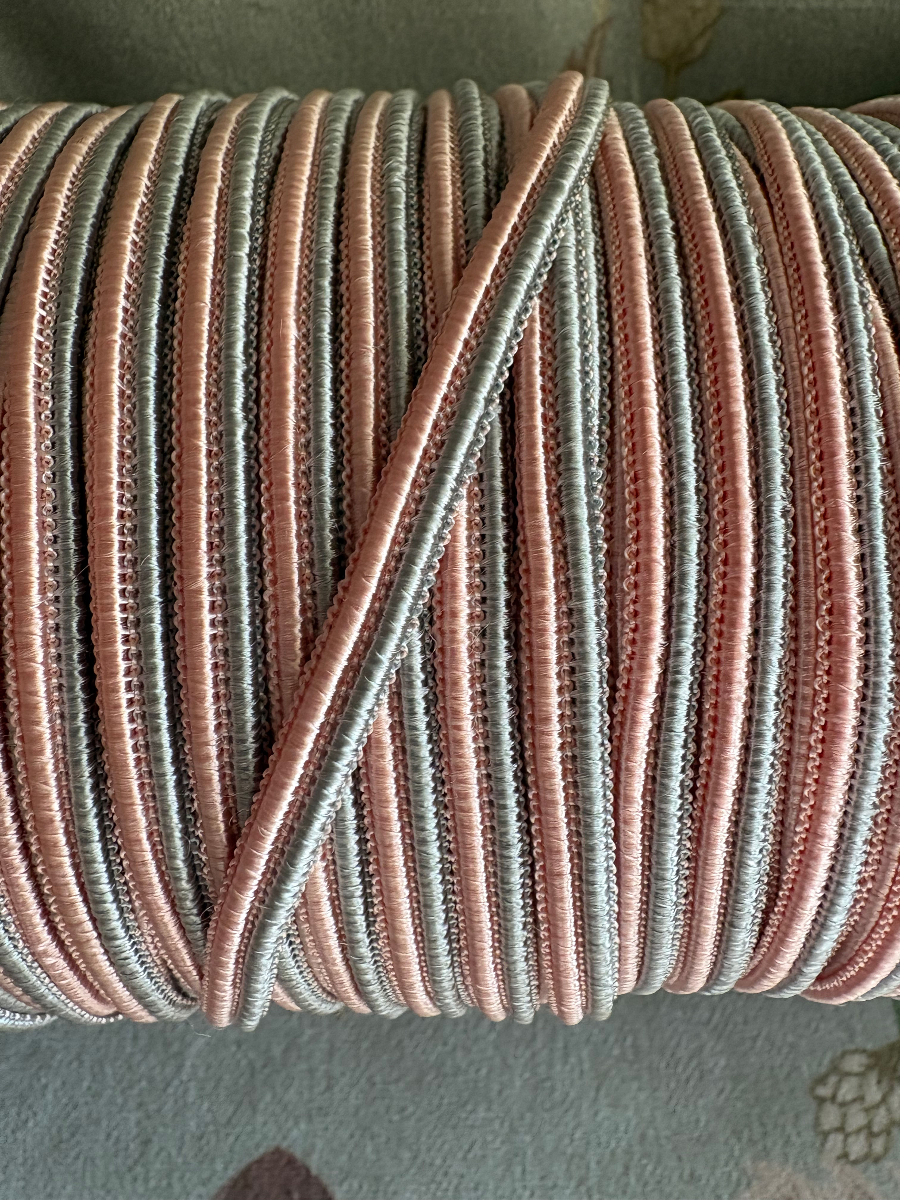 5m of ice-blue/petal-pink 6mm braid gimp trim