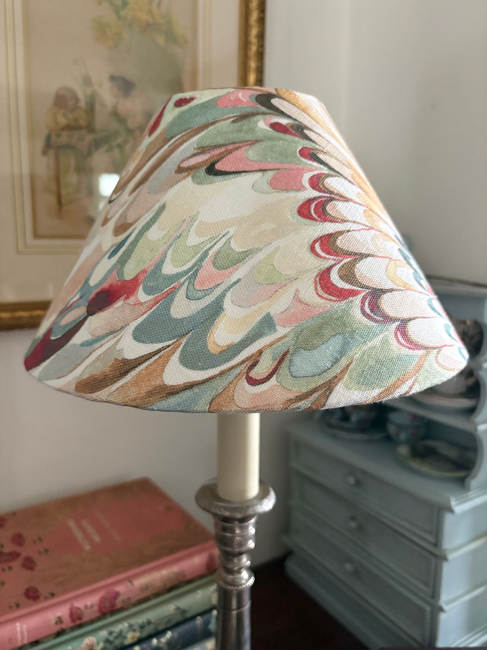 Thumbnail: Lee Jofa ‘Taplow’ juniper/petal  linen 25cm  lampshade for a table lamp