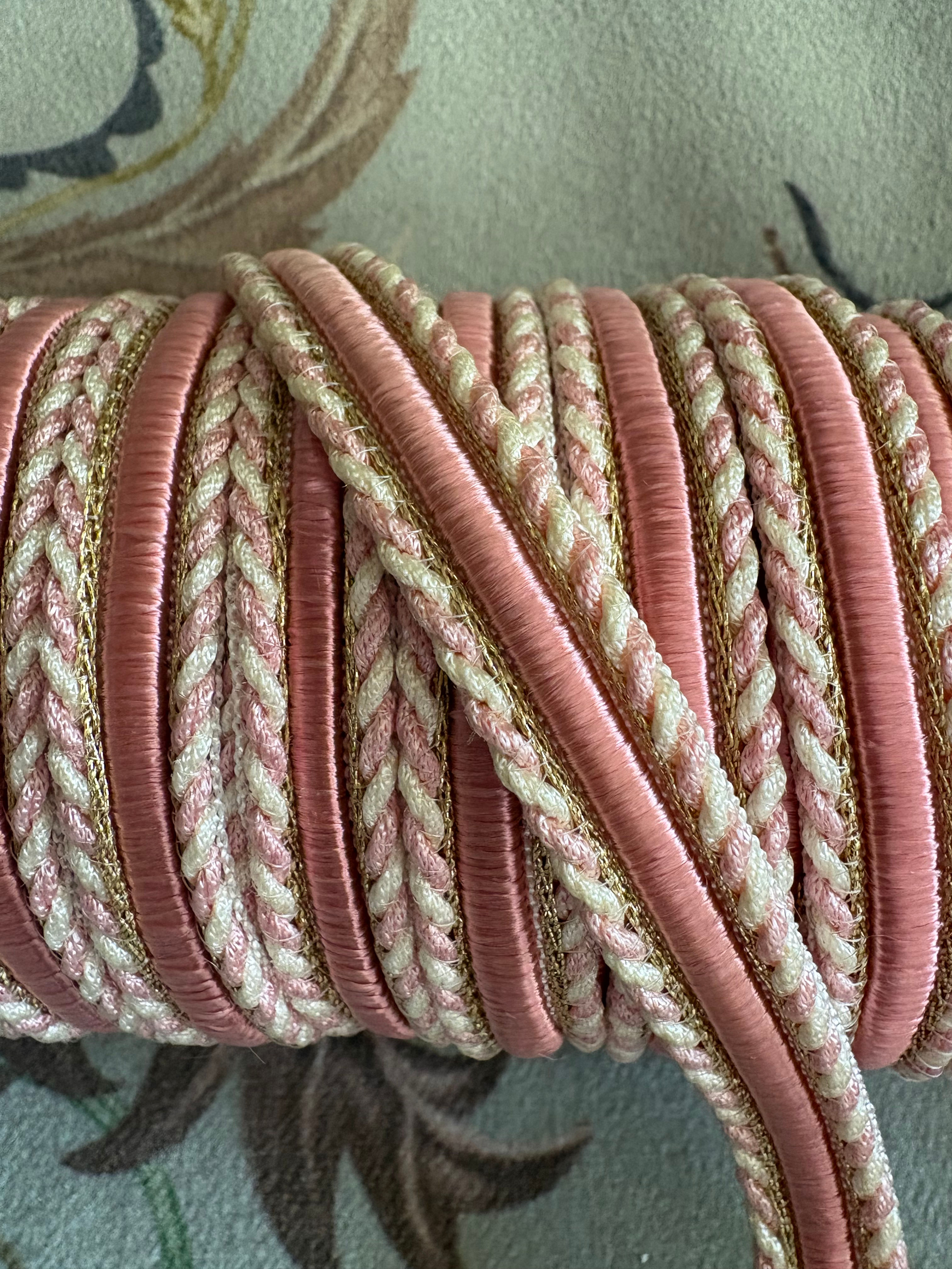1m of quality vintage UK pink/cream/gold upholstery/lampshade gimp/braid/trim