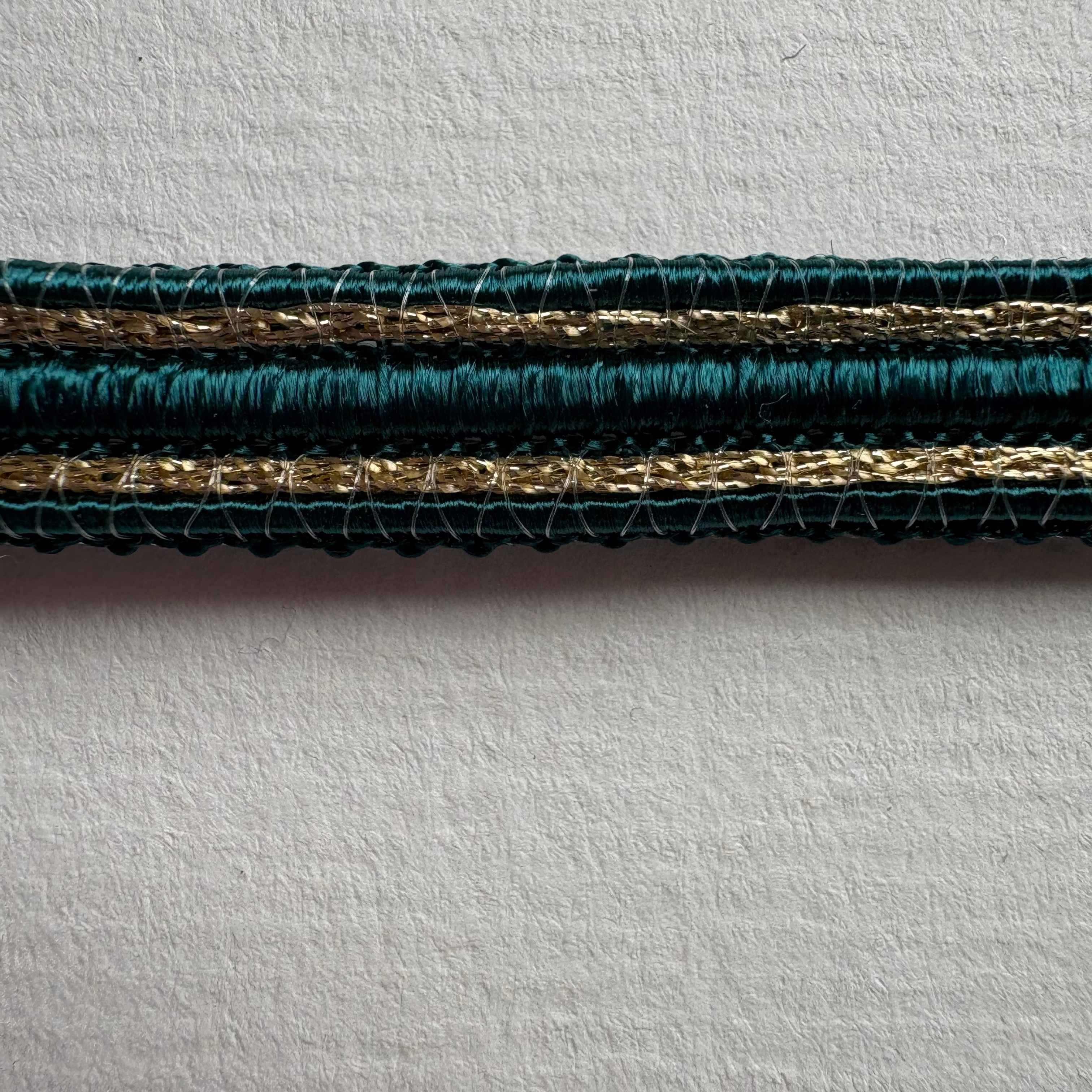1m teal blue & gold lurex lampshade/upholstery trim/gimp/braid