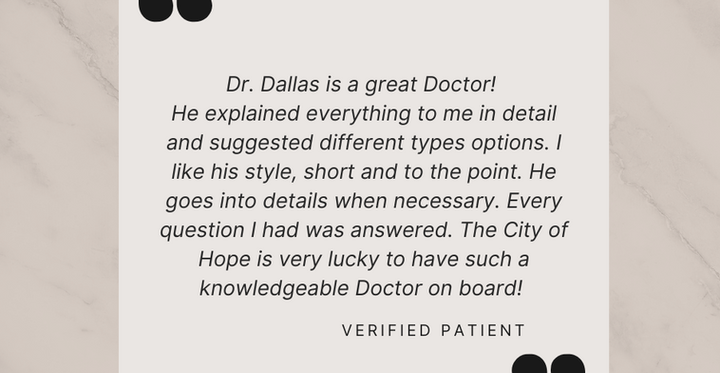 Dr. Kai Dallas MD Testimonial Review city of hope