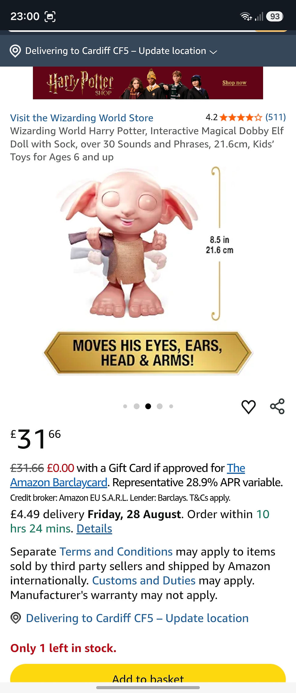 Thumbnail: Harry Potter dobby interactive doll 