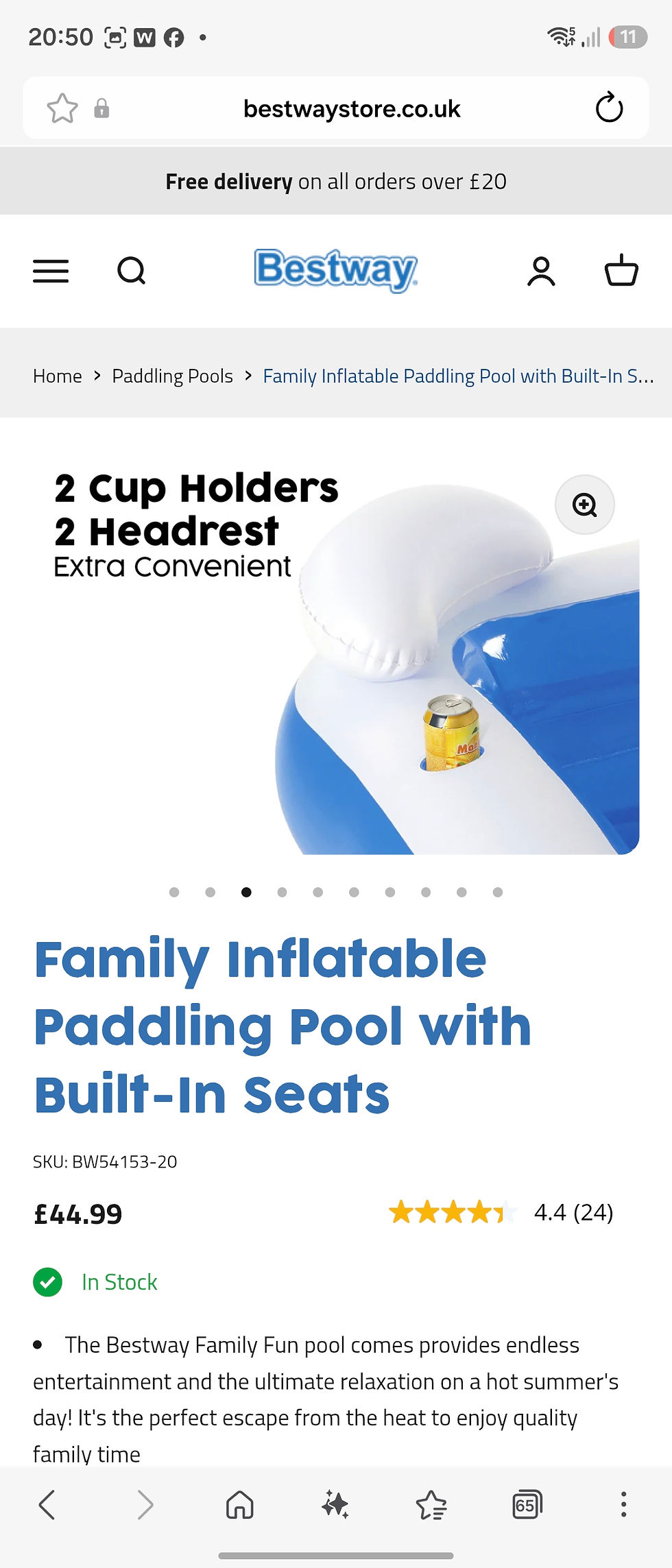 Thumbnail: Large swimming pool with seats and cup holders 