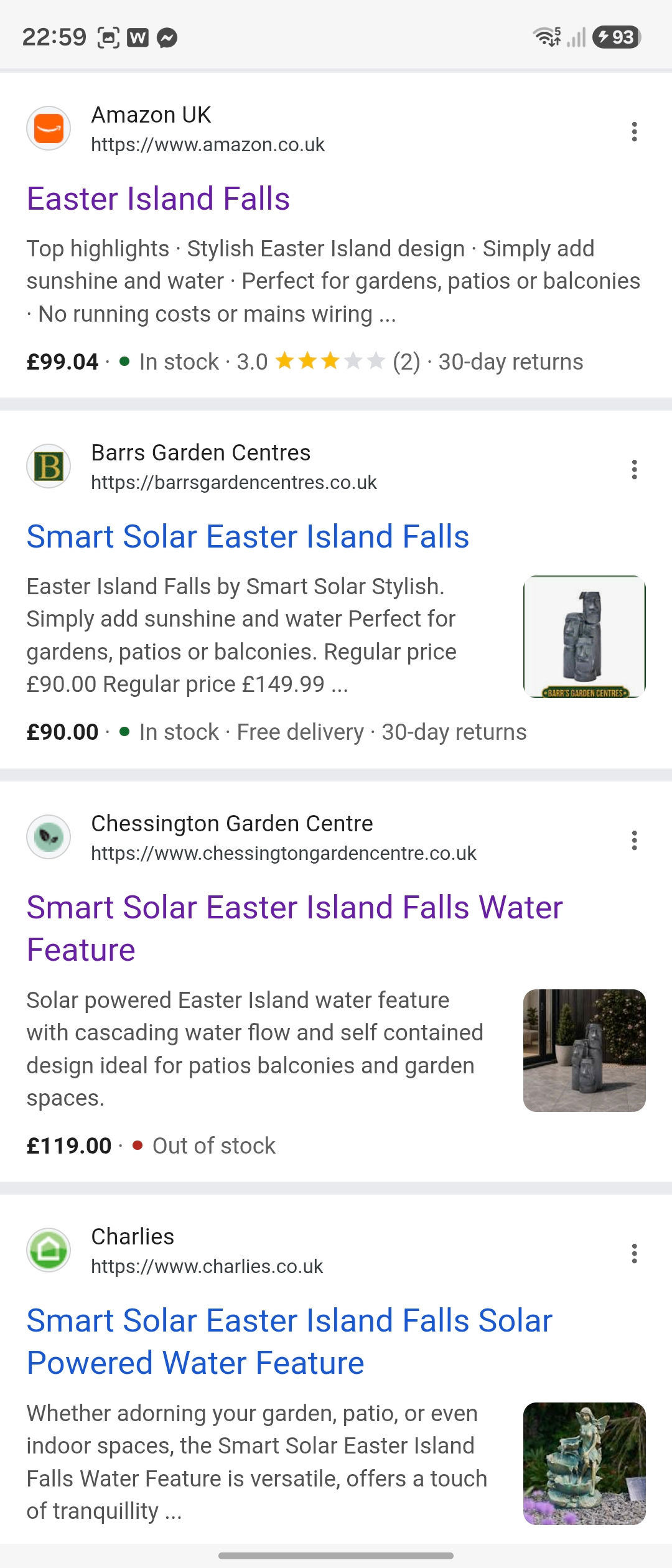 Easter island falls solar water feature