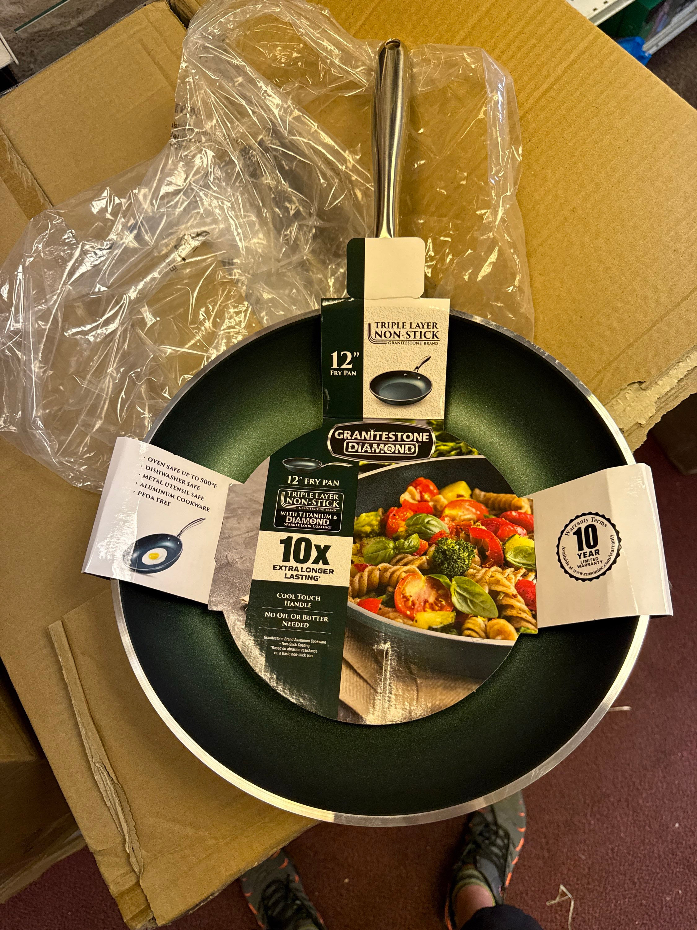 12" granitestone diamond triple layer frying pan 
