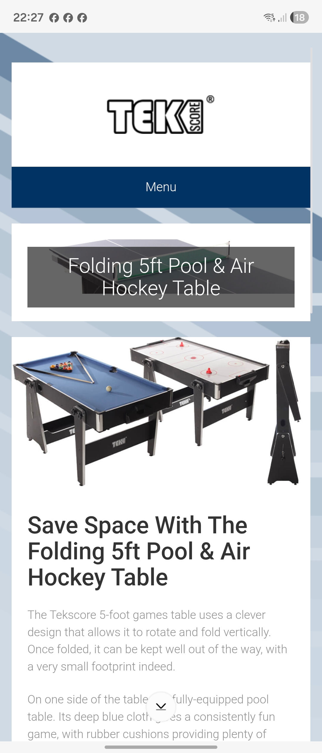 Tekscore 5ft pool & air hockey table