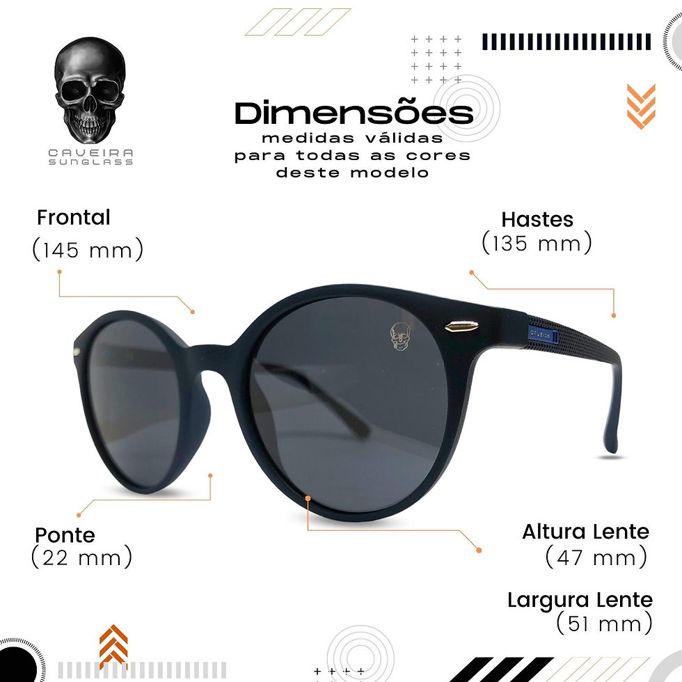 Miniatura: Óculos de Sol Unissex Polarizado Coleção 009 Caveira Sunglass