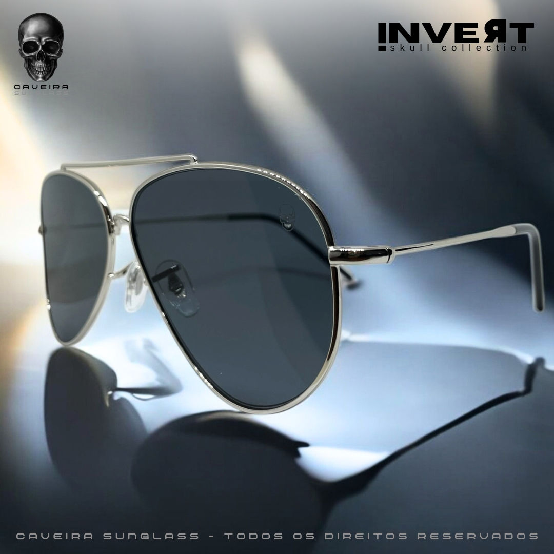 Óculos de Sol Unissex Aviador Invert Caveira Sunglass 2025