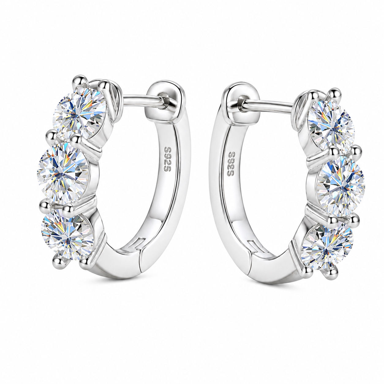 HOOPS DIAMOND SILVER EARRINGS