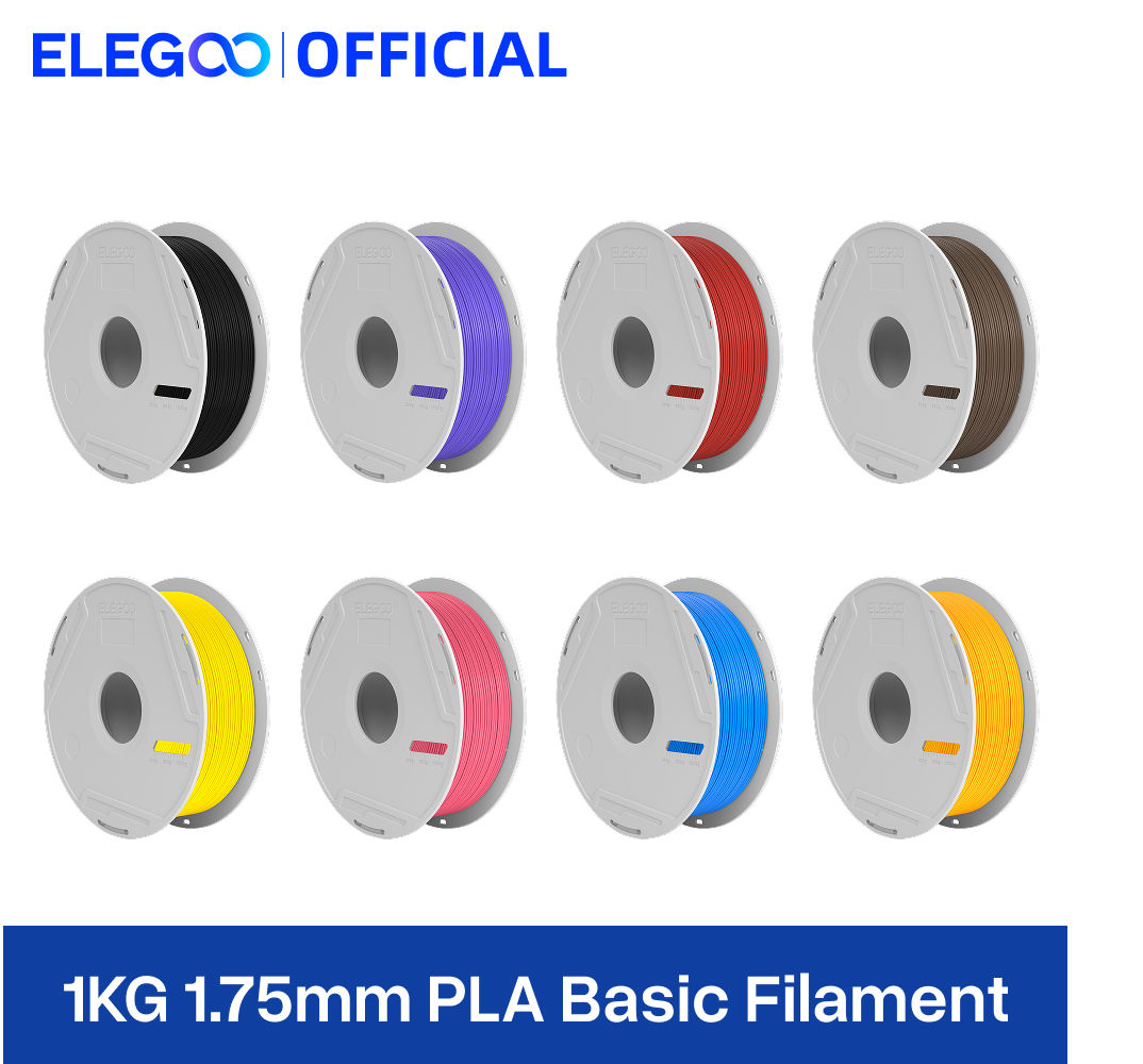 ELEGOO PLA Basic Refill Filament 1.75mm Black 1KG, 3D Printer Filament No Spool