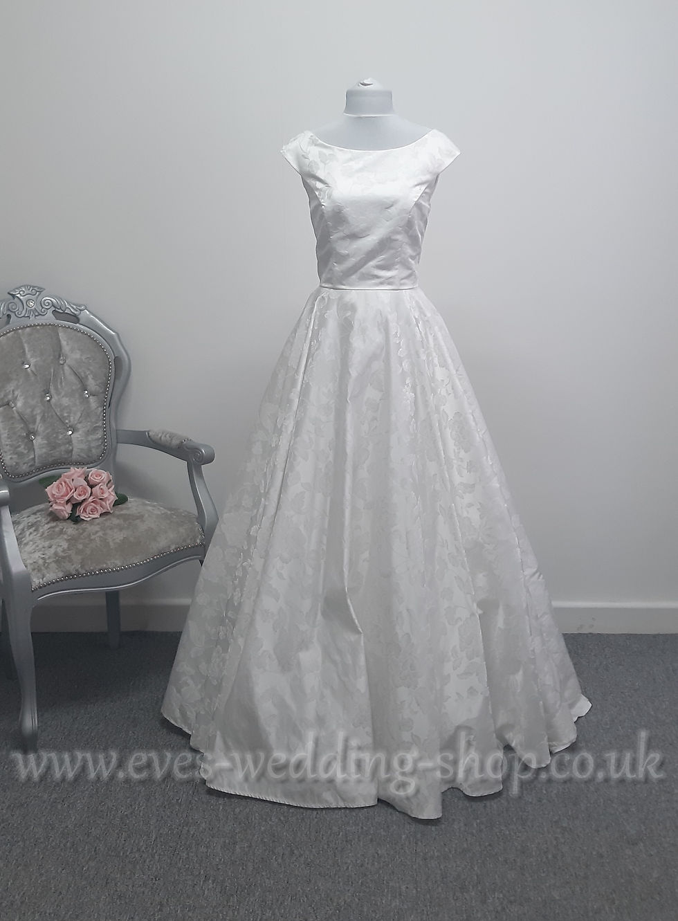 brocade satin ivory wedding dress