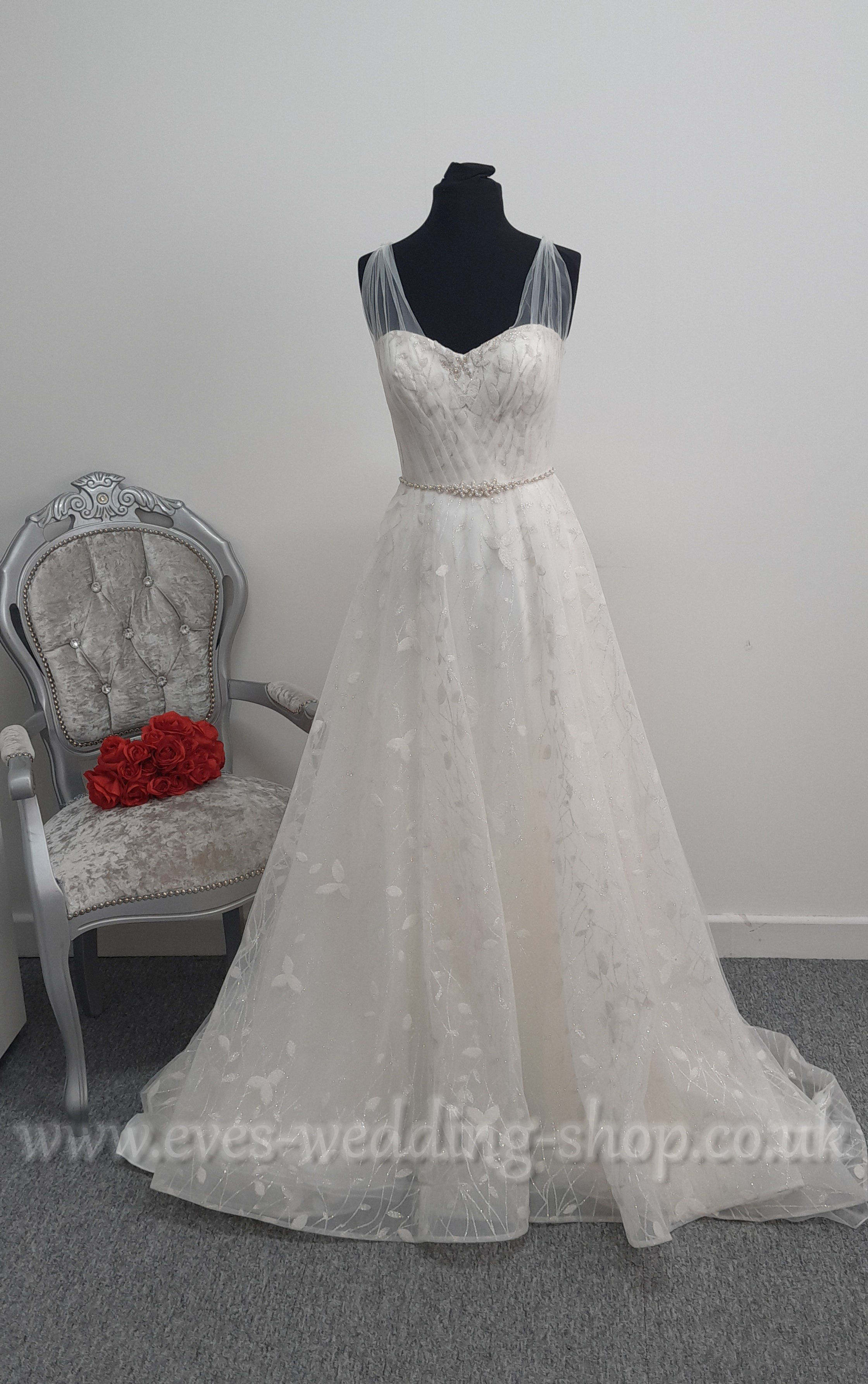 Rebecca Ingram '' Sigrid ''ivory glitter wedding dress UK 10