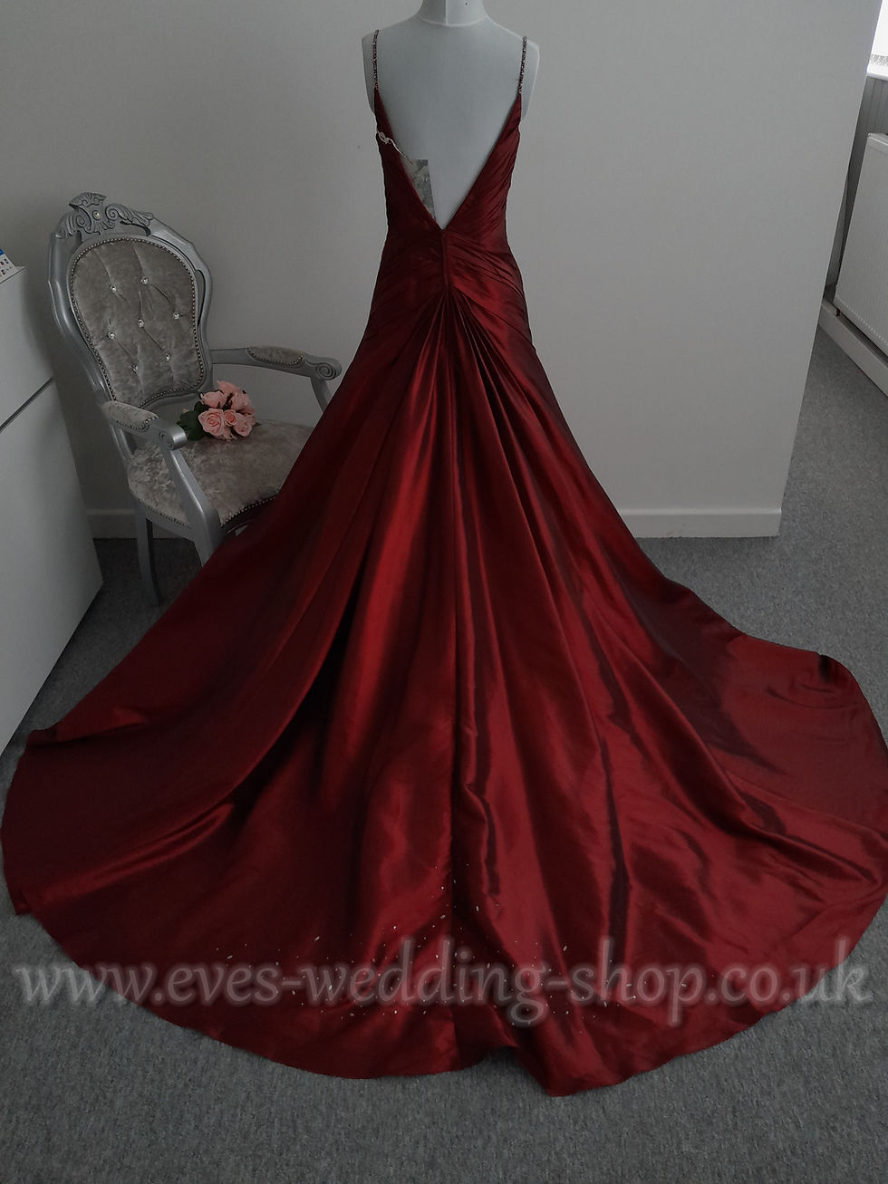 Thumbnail: Veromia wine color wedding dress UK 12
