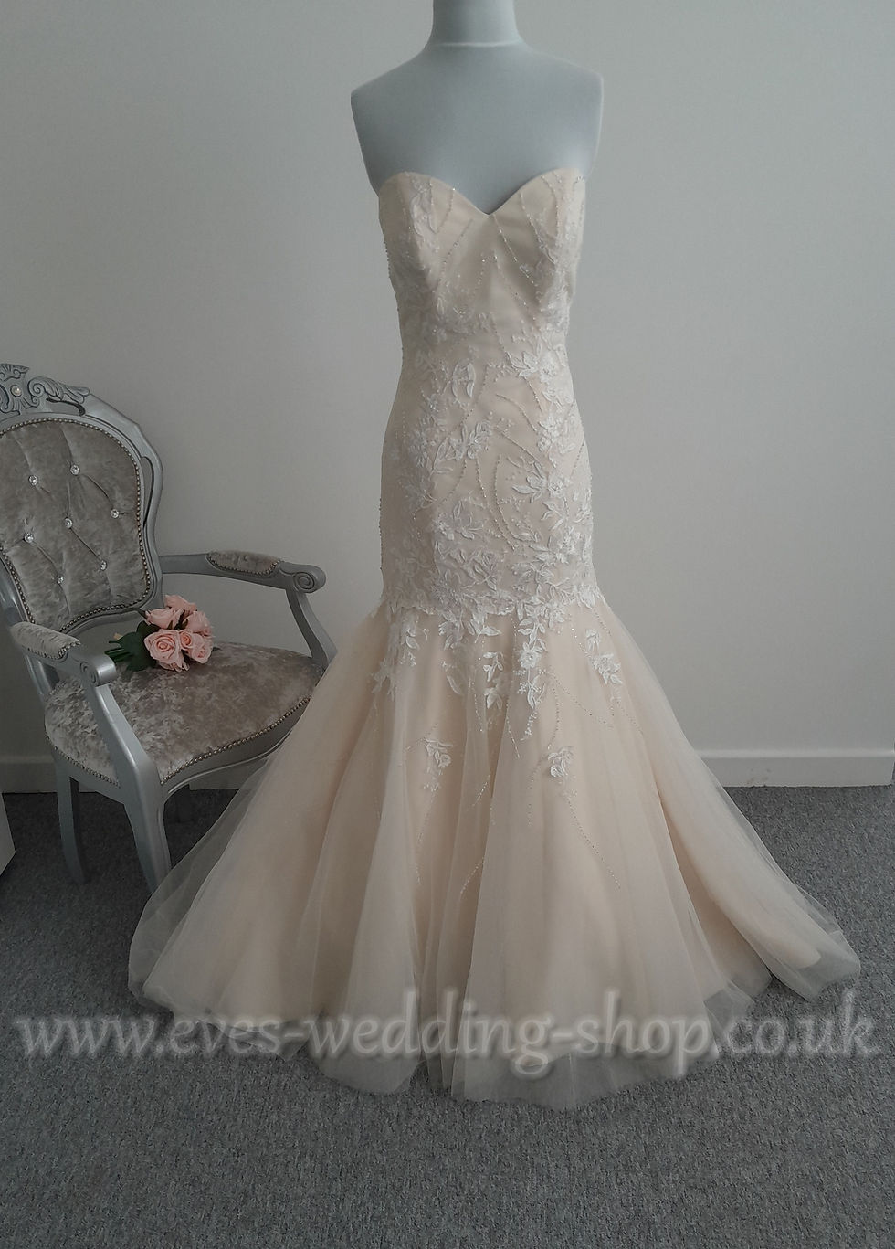 Romantica ivory/light gold wedding dress UK 12