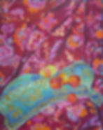 Six Peaches with a Tapestry
