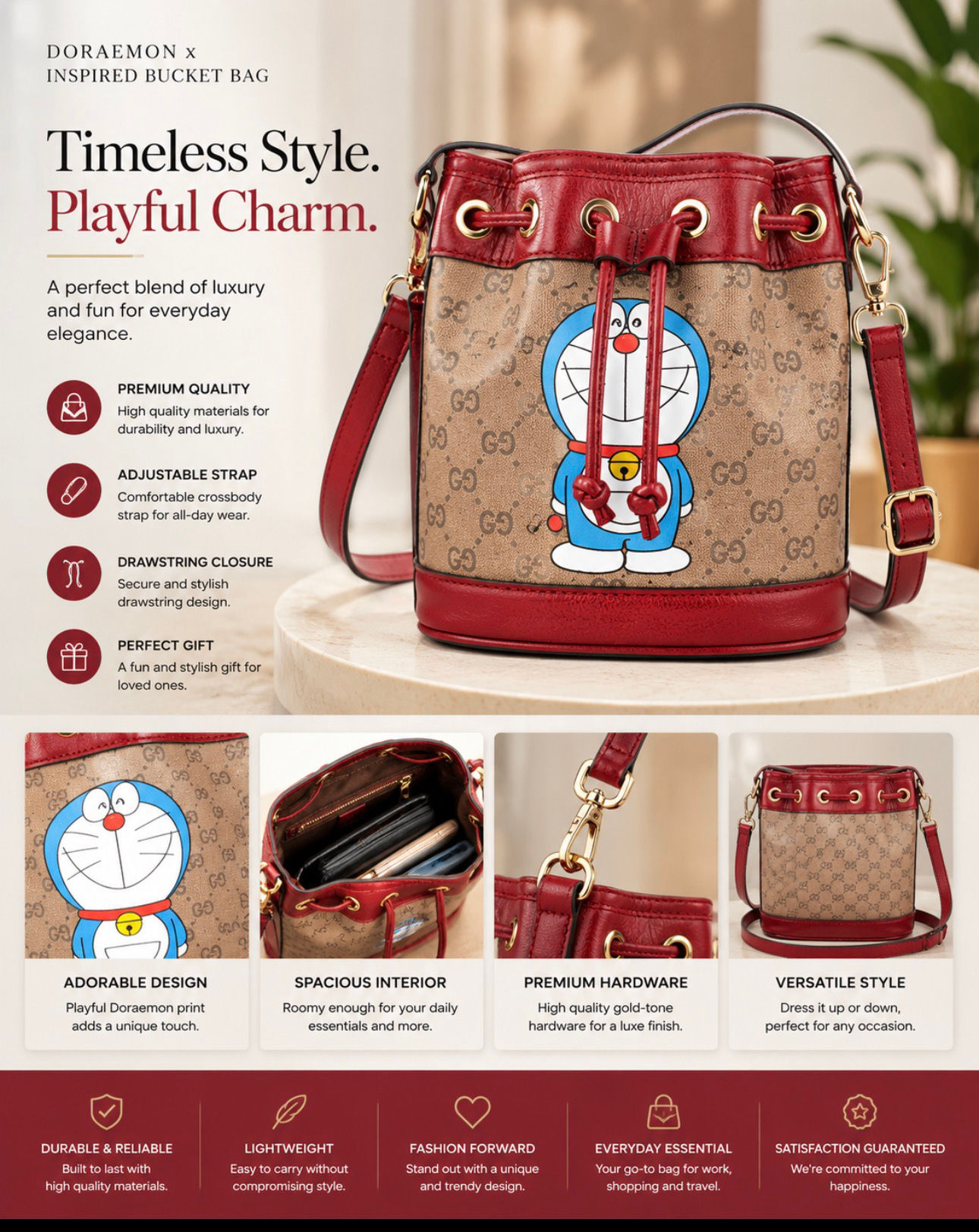Gucci x Doraemon Bucket Bag, Limited Edition