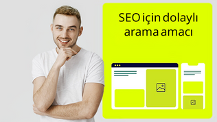 Arama çubuğu anahtar ikon arama hacmi grafiği dolaylı arama SEO görselleri