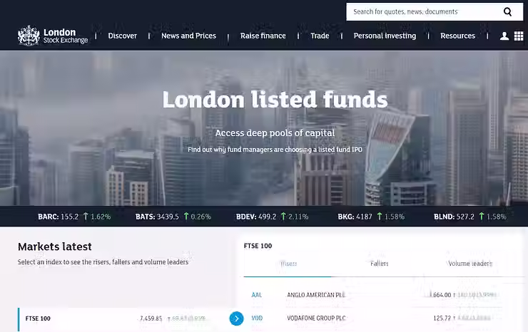 Londra Menkul Kıymetler Borsası ana sayfa borsa göstergesi güncel ticaret bilgileri