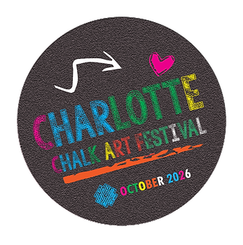 Multi-colored logo image for Charlotte Chalk Art Festival with October 2024 as the month and year displayed below the main letters.