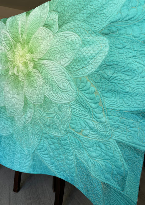 Hoffman Dream Big panel with custom quilted petals