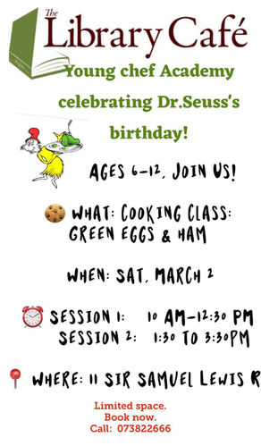 Young Chef Academy will be celebrating Dr. Seuss's birthday on Saturday March 2nd 2024. 