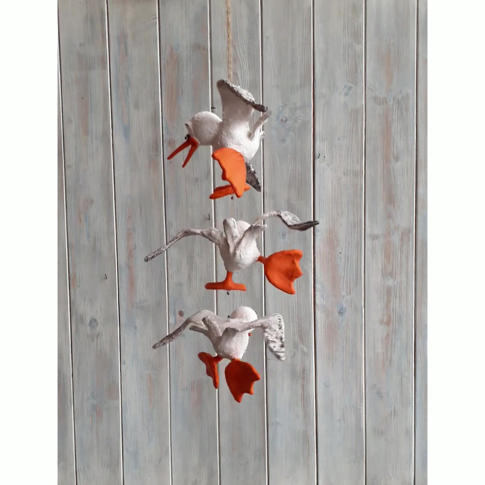 Thumbnail: Papier mâché handmade seagull sculpture