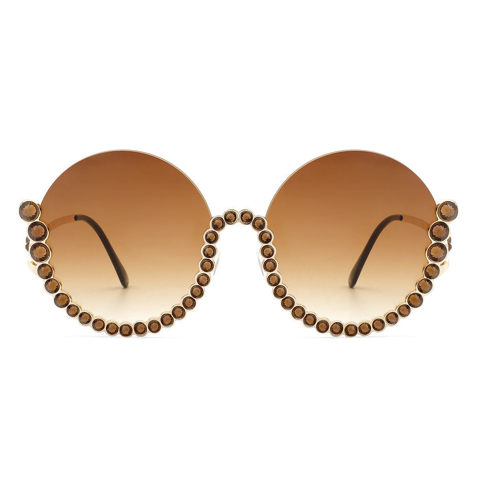 Thumbnail: Gloriana - Women Circle Half Frame Oversize Rhinestone Fashion Round Sunglasses