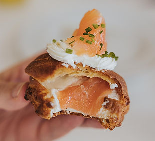 Smoked salmon and cream cheese profiterole