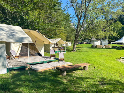 Madbush Falls Canvas Tent Camping at Folsom Brook Vermont 