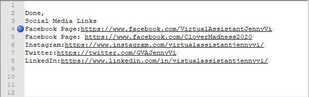 Social Media Links screenshot