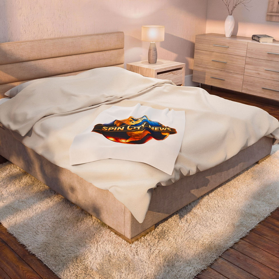 Thumbnail: Velveteen Plush Blanket - "Spin City News" Globe Logo Cozy Throw