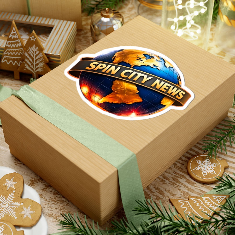 Thumbnail: Spin City News Globe Sticker — Kiss-Cut Laptop Decal