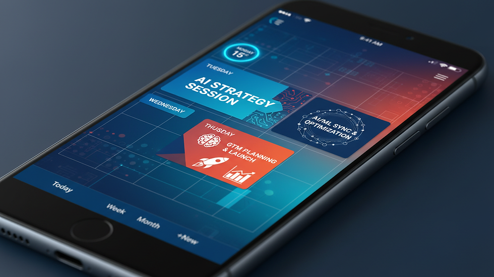 Close-up view of a smartphone screen displaying a calendar app with scheduled meetings