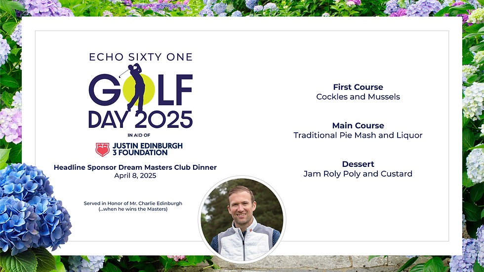 Menu for Charlie Edinburgh Masters Club Dinner
