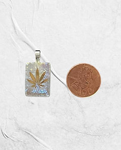 Golden Leaf Small Square Pendant