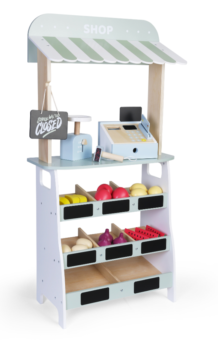 Pretend & Play - Wooden Farmer Market Stall - 20pcs
