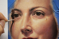 Close up Pantone Black 7 in progress