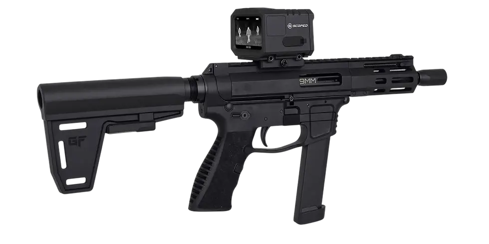 Scoped compact thermal optic on a 9mm carbine
