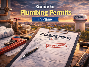 Plano scenery with plumbing supplies and a permit