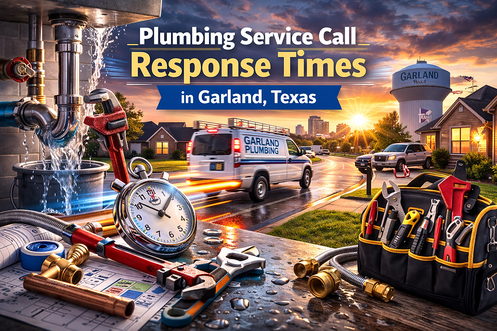 Garland, TX scenery with emergency plumbing equipment