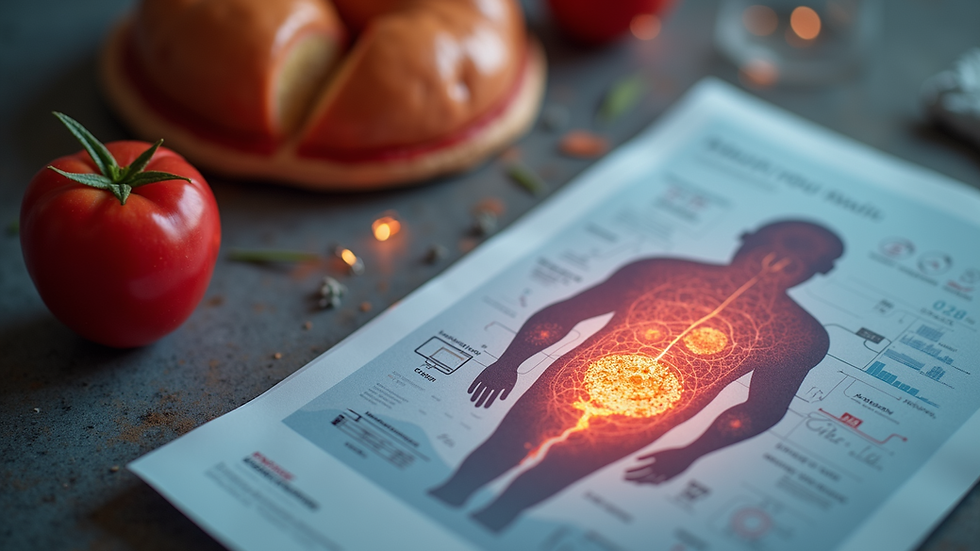 High angle view of a medical infographic about obesity-induced inflammation