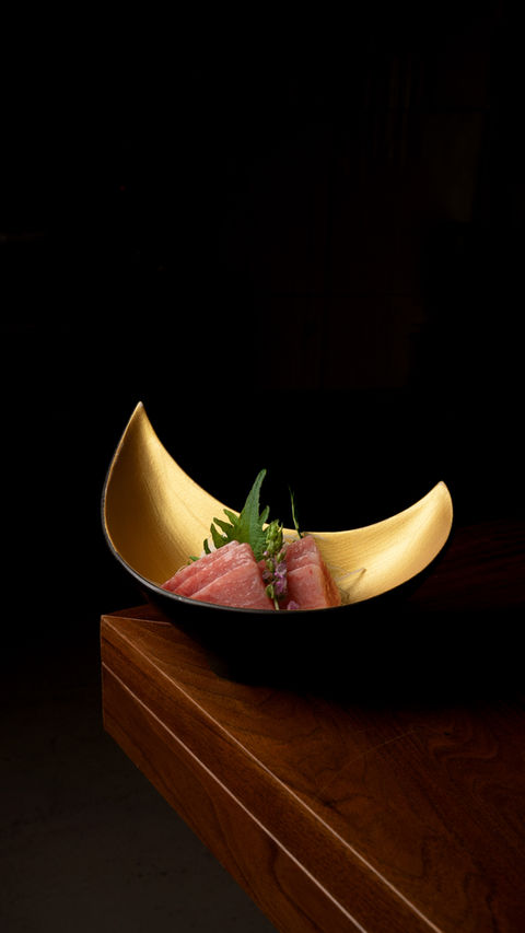 Sashimi con frutas en presentación elegante, Barcelona