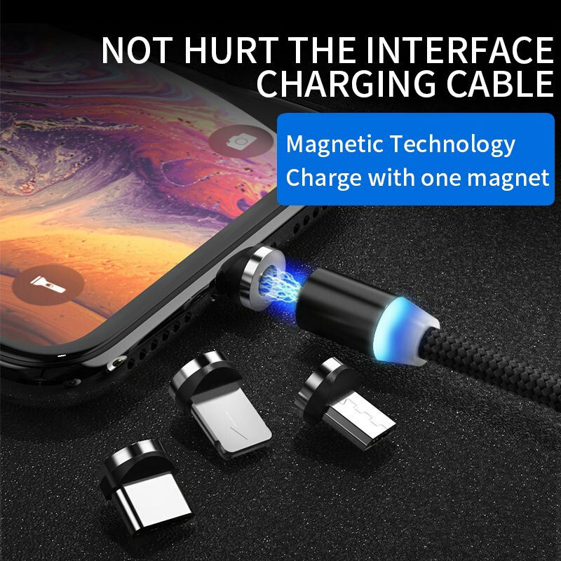 Miniatura: kebiss Cabo USB Carregamento Rápido Magnético MicroUSB+TipoC+for iPhone/Cabo de