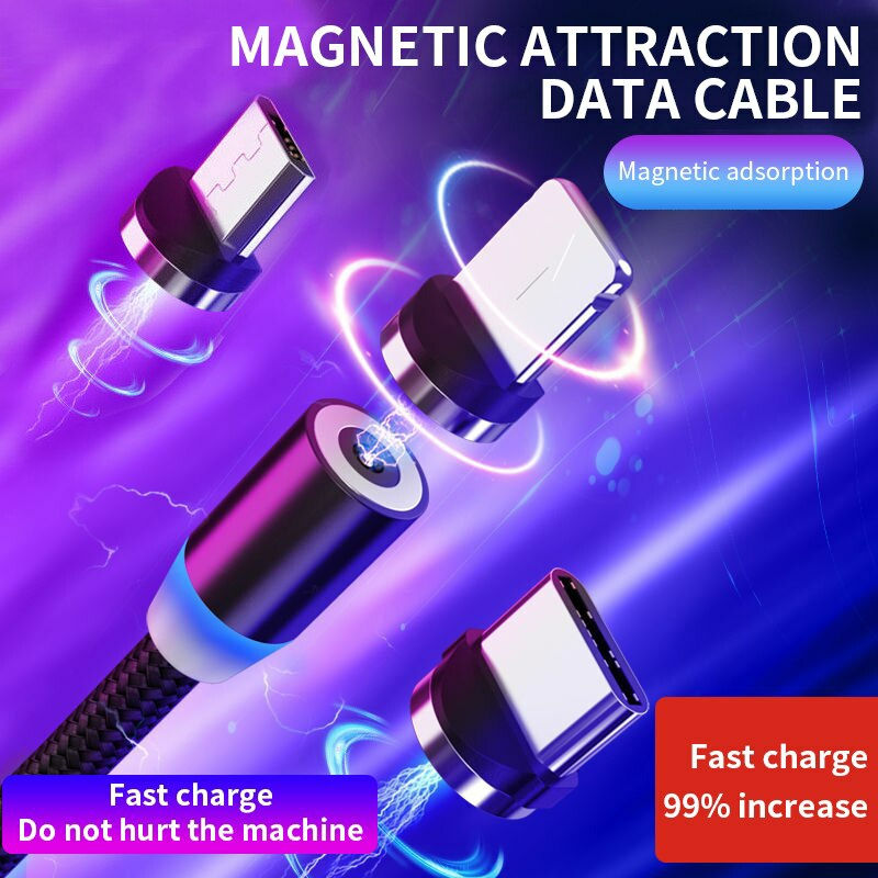 Miniatura: kebiss Cabo USB Carregamento Rápido Magnético MicroUSB+TipoC+for iPhone/Cabo de