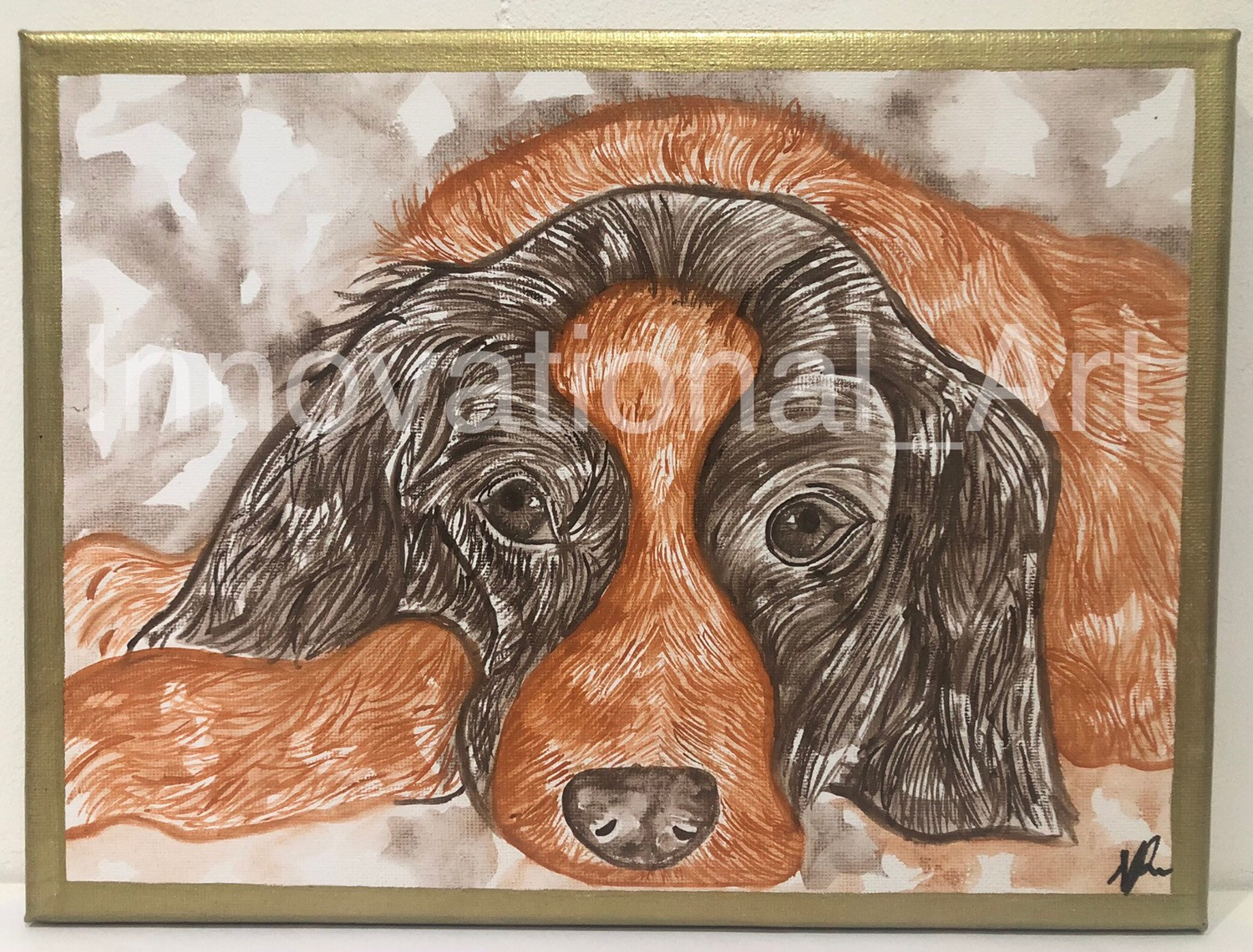Watercolour Puppy Dog painting 