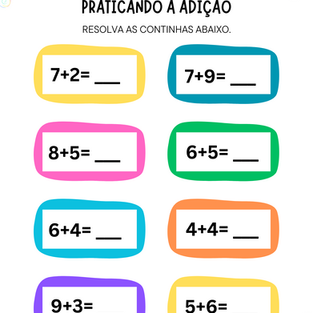 ATIVIDADE DE ADIçÃO E SUBTRAçÃO