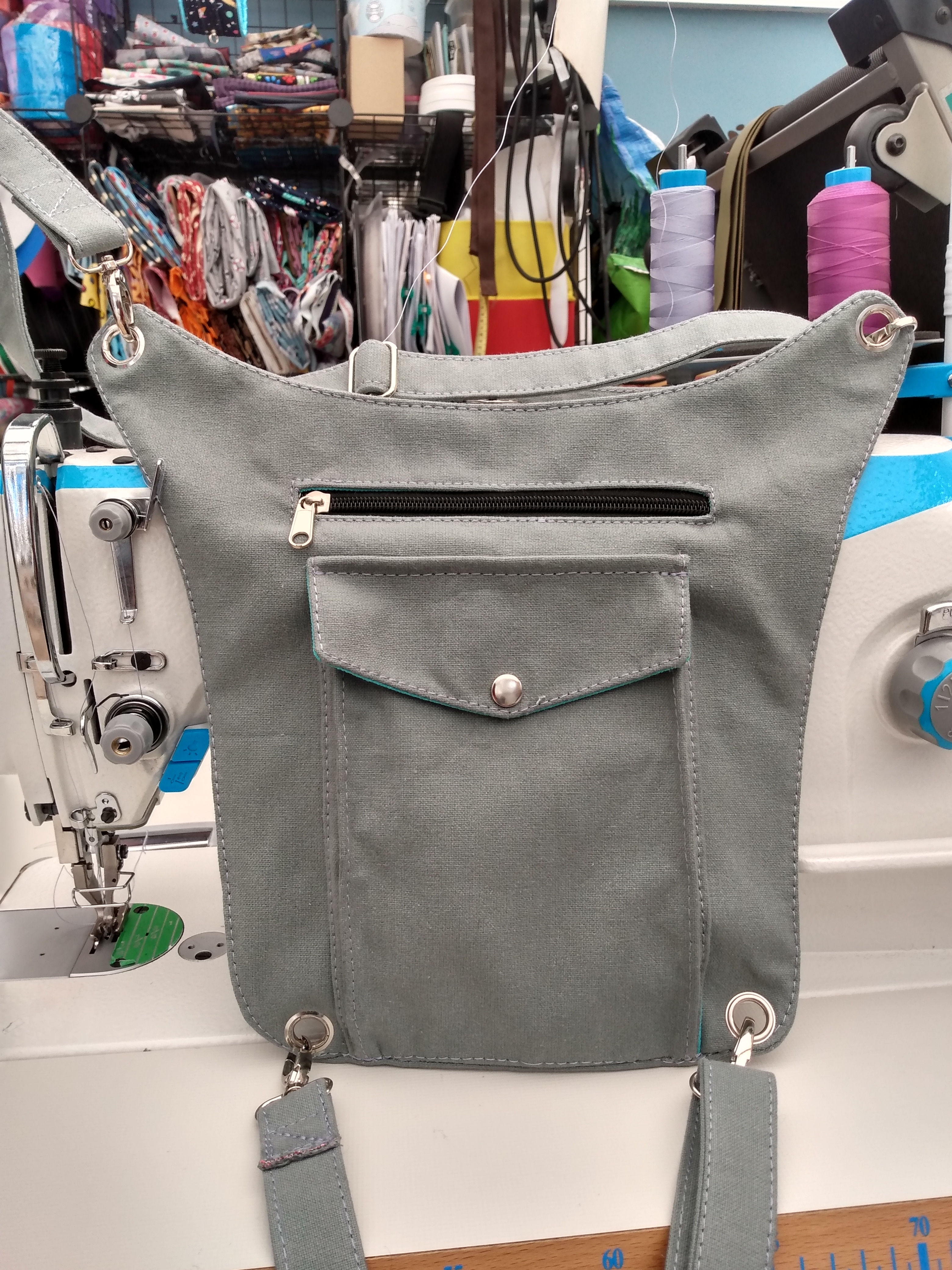 Whippersnapper holster bag in grey blue cotton canvas.