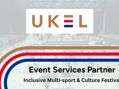 Graphic showing the UKEL logo with the words Event Services Partner below