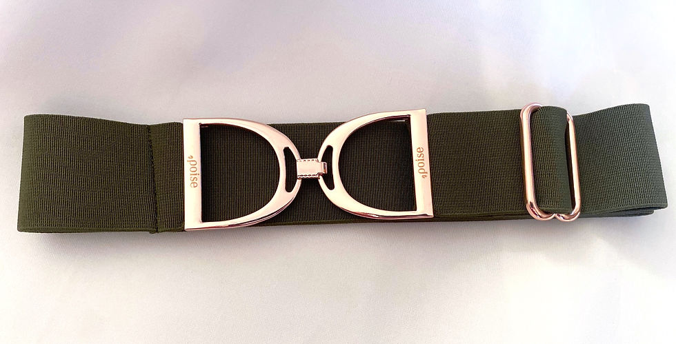 Thumbnail: 1.5" Stirrup Belt - Olive, Rose Gold Finish