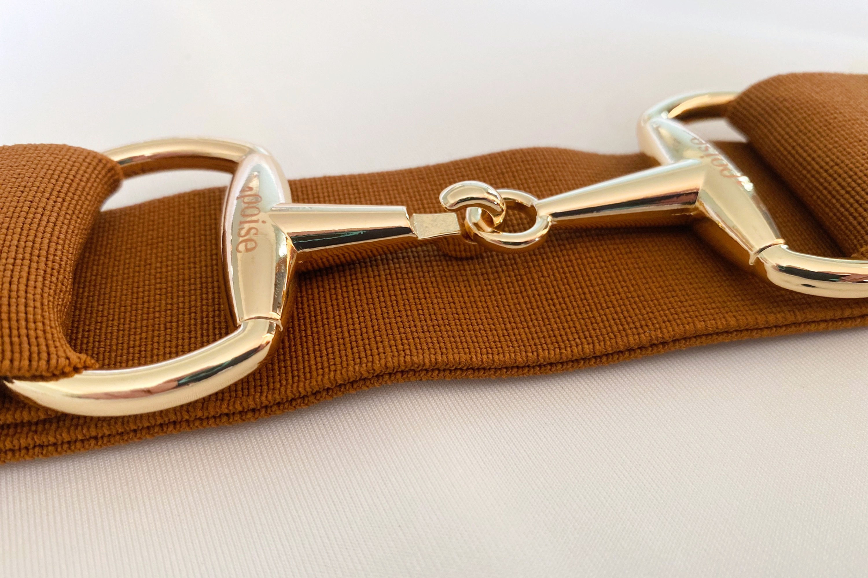 1.5" Snaffle Belt - Coffee, Gold Finish